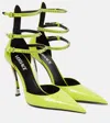 Versace Verzierte Pumps Pin-point Aus Leder In Acid Lime - Palladio