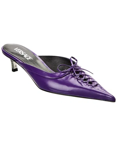Versace Pin-point 50mm Mules In Purple
