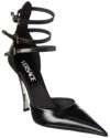 Versace Pin Point Leather Pump In Black