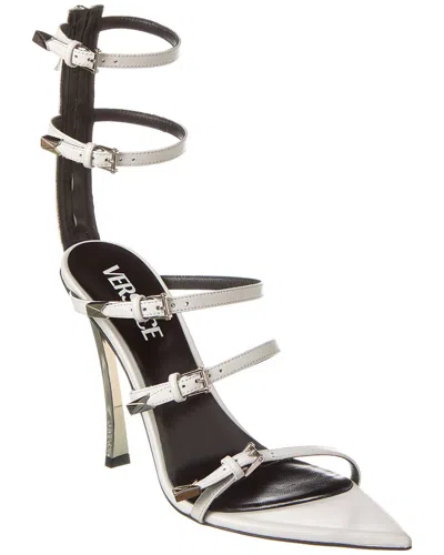 Versace Pin-point Leather Sandal In White