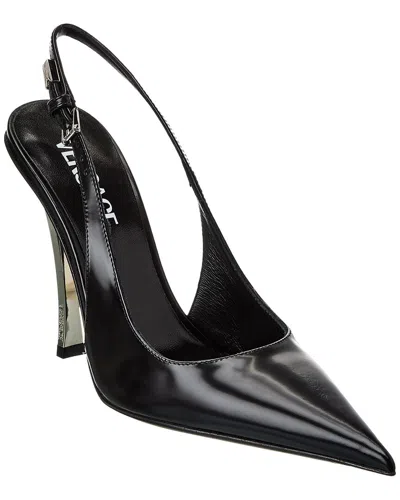Versace Pin-point Leather Slingback Pump In Red