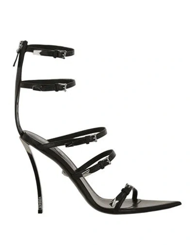 Versace Pin-point Sandals Woman Sandals Black Size 8 Calfskin