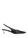 Versace Pin Point Leather Kitten-heel Pumps In Black