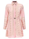 Versace Barocco Chain Pattern Mini Shirt Dress In Pink