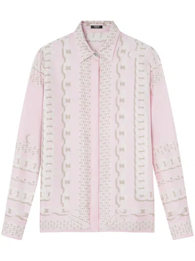 Versace Foulard Print Silk Twill Shirt In Pink