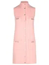 Versace Wool Blend Dress Decorative Buckles In Pink
