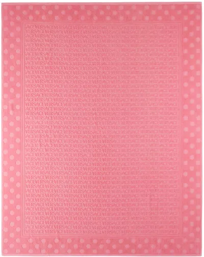 Versace Pink Allover Polka Dot Bath Towel