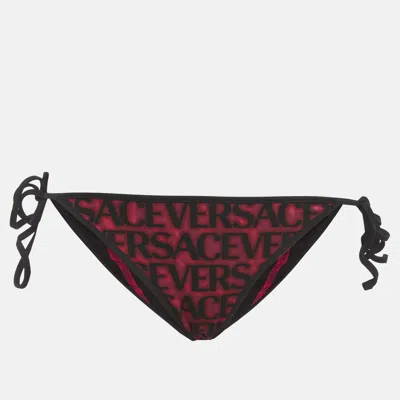 Pre-owned Versace Pink Allover Print Jersey Reversible Bikini Bottoms M
