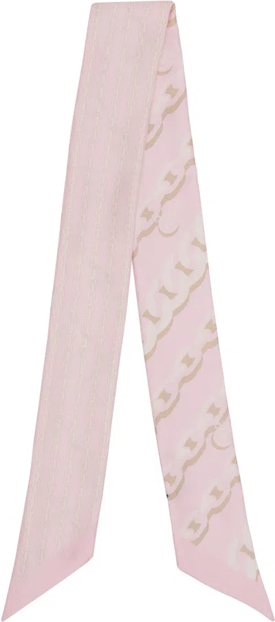 Versace Pink & Off-white '' Treasure Silk Tie Scarf