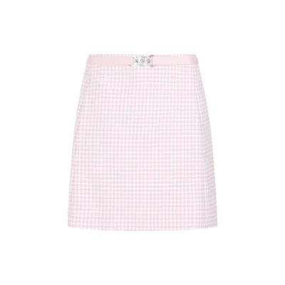 Versace Pink And Purple Vichy Mini Skirt For Women