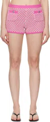 Versace Pink & White Crochet Knit Shorts