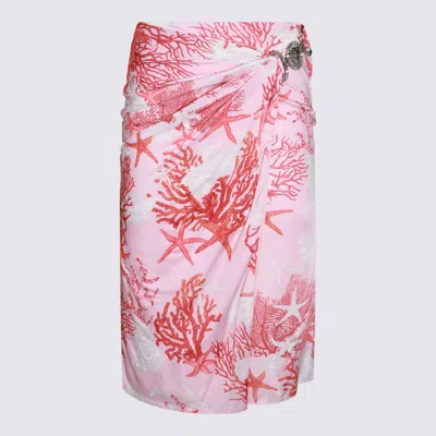 VERSACE PINK AND WHTE VISCOSE SKIRT