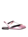 Versace Girl's Laminated Leather Slingback Ballerina Flats, Toddler In Pink