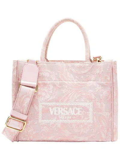 Pre-owned Versace Pink Canvas Barocco Athena Small Tote (authentic Pre-loved)