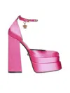Versace Pink Canvas Medusa Aevitas Pumps In Flamingo Gold