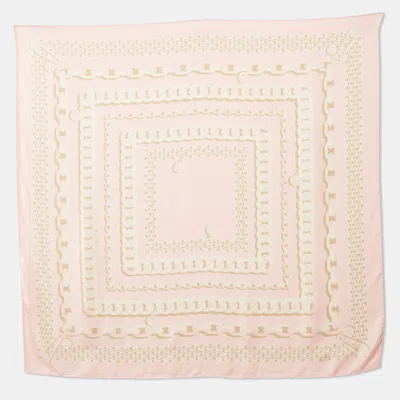 Versace Pink Chain Print Silk Square Scarf