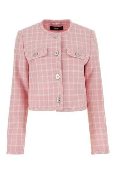 VERSACE PINK CHECKED TWEED JACKET