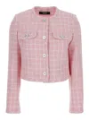 Versace Pink Checked Tweed Jacket With Medusa Head Buttons In Pink