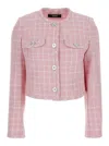 Versace Pink Checked Tweed Jacket With Medusa Head Buttons In Pink