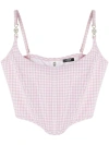 Versace Korsett-top Mit Vichy-karo In Pink