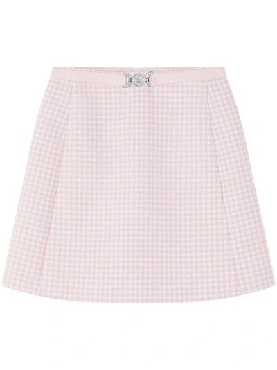 Versace Contrasto Tweed Mini Skirt In Pink