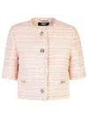 Versace Short-sleeve Single-breasted Mix Tweed Informal Jacket In Pink