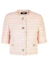 Versace Short-sleeve Single-breasted Mix Tweed Informal Jacket In Pink