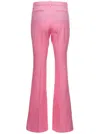 Versace Pink Flare Pants With Tonal Logo Lettering In Wool Woman In Pink