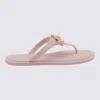 Versace Pink Gianni Ribbon Flip-flops In Dusty Rose-oro