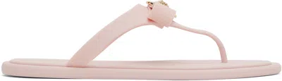 Versace Pink Gianni Ribbon Flip-flops In Dusty Rose/oro