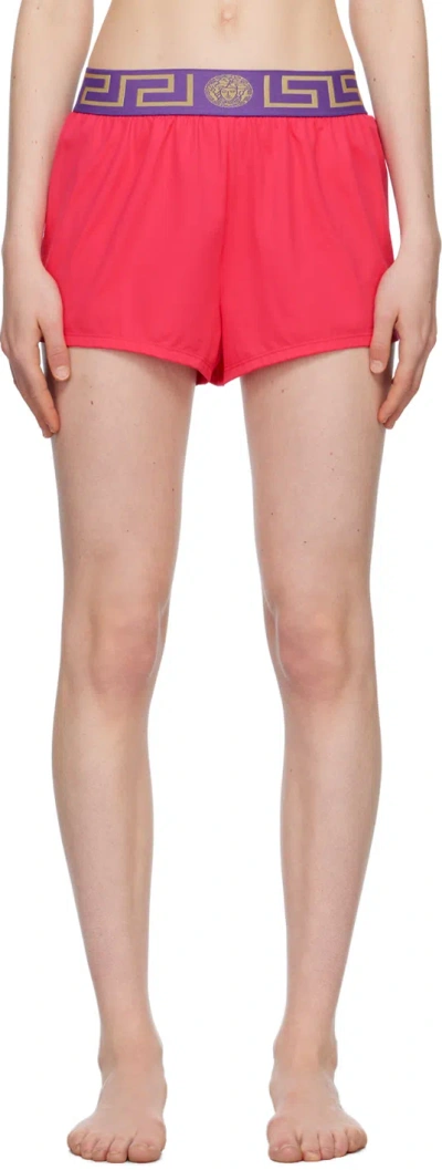 Versace Pink Greca Border Bikini Bottoms In 2pk00-tropical Pink