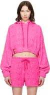 Versace I ♡ Baroque Sweat À Capuche Court In Pink