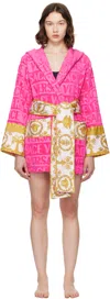 Versace Pink 'i Heart Baroque' Short Bathrobe In Pink