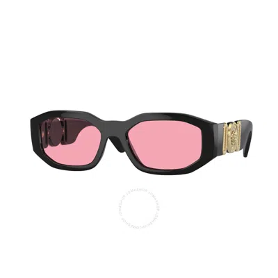 Versace Pink Geometric Unisex Sunglasses Ve4361 Gb1/84 53 In Black / Ink / Pink
