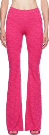 Versace Logo Pattern Flared Pants In 1po30/hot Pink