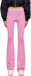 Versace La Greca Jacquard Flared Trousers In 5p740 Pink+fuxia