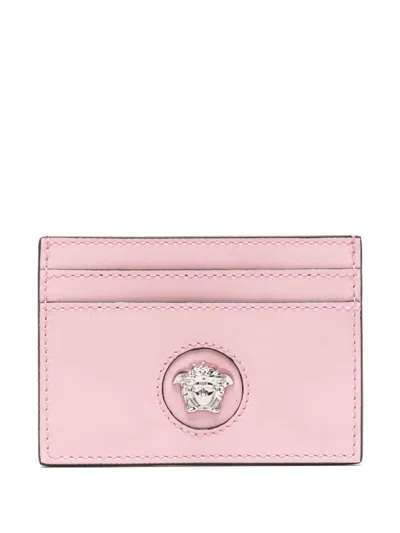 Versace Medusa-plaque Leather Cardholder In Pink