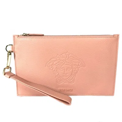 Pre-owned Versace Pink Leather Clutch Bag Pouch ()