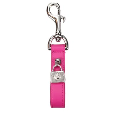 Versace Pink Leather Keychain In Burgundy