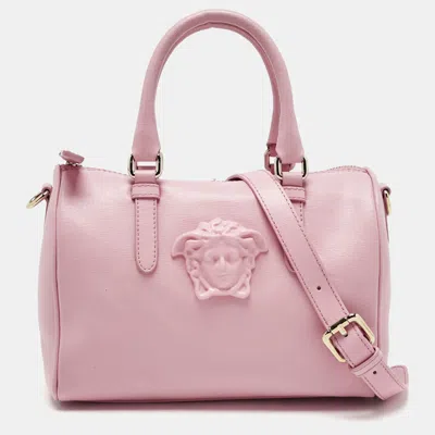 Pre-owned Versace Pink Leather Medusa Boston Bag