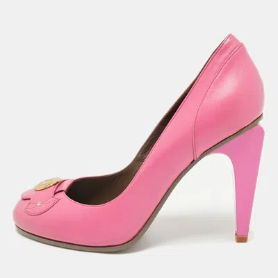 Pre-owned Versace Pink Leather Medusa Pumps Size 38