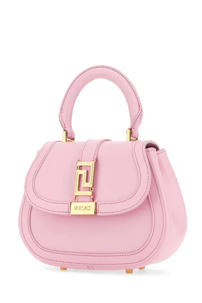 Versace Pink Leather Mini Greca Goddess Handbag In 1p88v