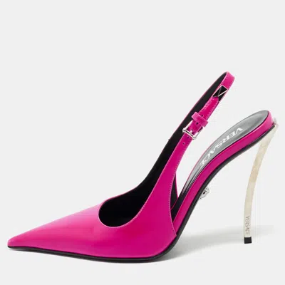 Versace Pink Leather Pin-point Slingback Pumps