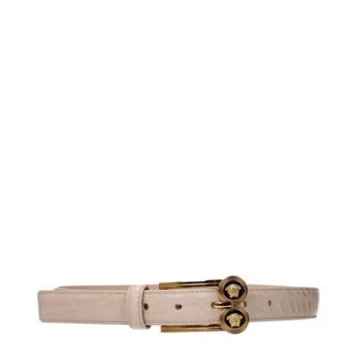 Versace Pink Leather Regular Belt In Brown