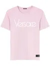 Versace Logo-embroidered Short-sleeved T-shirt In Pink