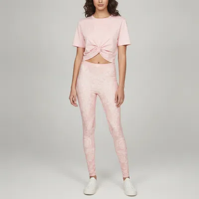 Pre-owned Versace Pink Logo Embroidered Jersey Knotted T-shirt And Leggings Set S