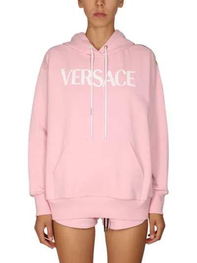 Versace Pink Logo Hood Sweatshirt