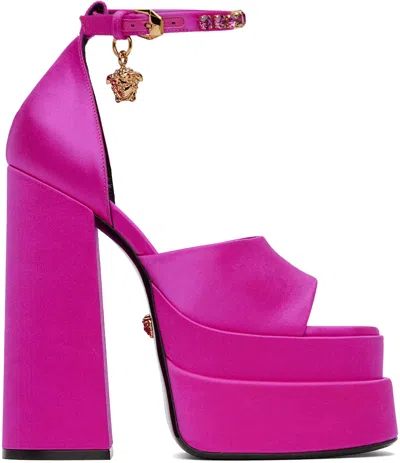 Versace Pink Medusa Aevitas Platform Heeled Sandals In 1pa4v Deep Fuxia-ver