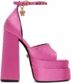 Versace Fuchsia Satin Medusa Aevitas Sandals In 1pk4v Pink Paradise-