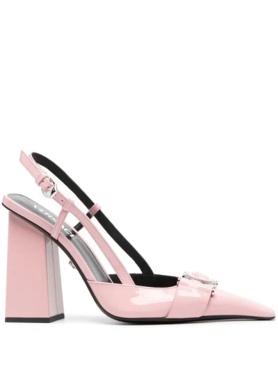 Versace Pink Medusa Shoes In White